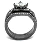 MATK2741 - IP Light Black  (IP Gun) Stainless Steel Ring with AAA Grade CZ  in Clear