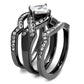 MATK2741 - IP Light Black  (IP Gun) Stainless Steel Ring with AAA Grade CZ  in Clear