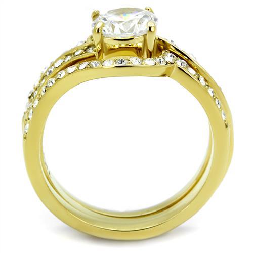 MATK2742 - IP Gold(Ion Plating) Stainless Steel Ring with AAA Grade CZ  in Clear