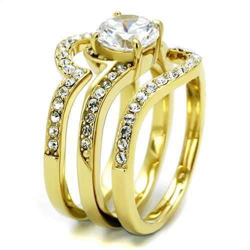 MATK2742 - IP Gold(Ion Plating) Stainless Steel Ring with AAA Grade CZ  in Clear