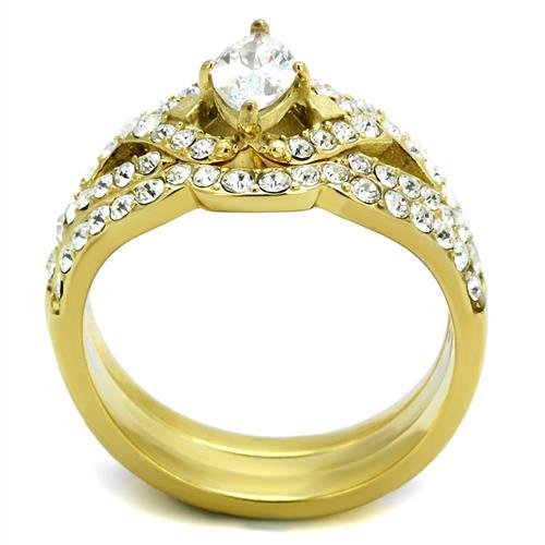MATK2743 - IP Gold(Ion Plating) Stainless Steel Ring with AAA Grade CZ  in Clear