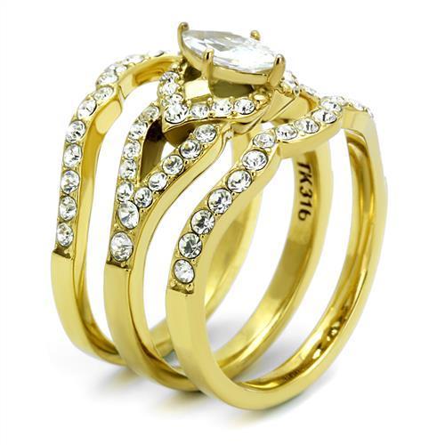 MATK2743 - IP Gold(Ion Plating) Stainless Steel Ring with AAA Grade CZ  in Clear