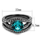 MATK2744 - IP Light Black  (IP Gun) Stainless Steel Ring with Top Grade Crystal  in Blue Zircon