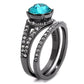 MATK2744 - IP Light Black  (IP Gun) Stainless Steel Ring with Top Grade Crystal  in Blue Zircon