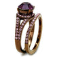 MATK2745 - IP Coffee light Stainless Steel Ring with Top Grade Crystal  in Amethyst
