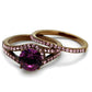 MATK2745 - IP Coffee light Stainless Steel Ring with Top Grade Crystal  in Amethyst