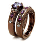 MATK2746 - IP Coffee light Stainless Steel Ring with AAA Grade CZ  in Amethyst