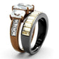 MATK2747 - IP Light Black & IP Light coffee Stainless Steel Ring with AAA Grade CZ  in Clear