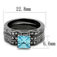 MATK2748 - IP Light Black  (IP Gun) Stainless Steel Ring with AAA Grade CZ  in Sea Blue