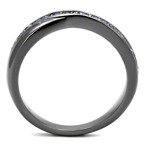 MATK2750 - IP Light Black  (IP Gun) Stainless Steel Ring with Top Grade Crystal  in Tanzanite