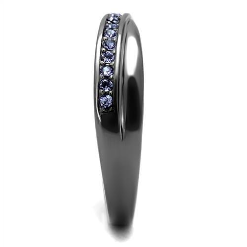 MATK2750 - IP Light Black  (IP Gun) Stainless Steel Ring with Top Grade Crystal  in Tanzanite