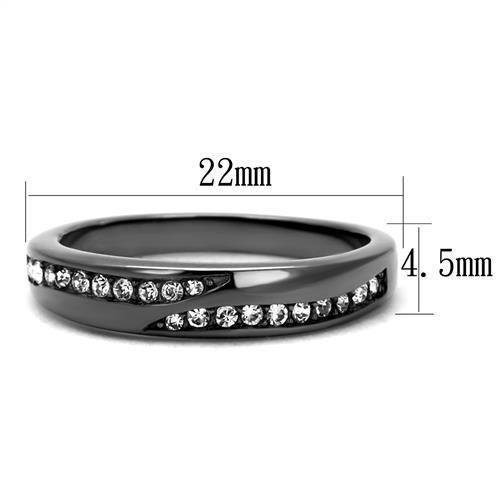 MATK2751 - IP Light Black  (IP Gun) Stainless Steel Ring with Top Grade Crystal  in Clear