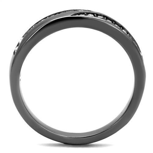 MATK2751 - IP Light Black  (IP Gun) Stainless Steel Ring with Top Grade Crystal  in Clear