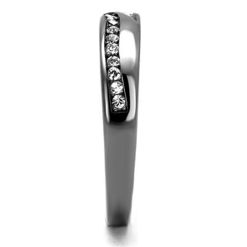 MATK2751 - IP Light Black  (IP Gun) Stainless Steel Ring with Top Grade Crystal  in Clear