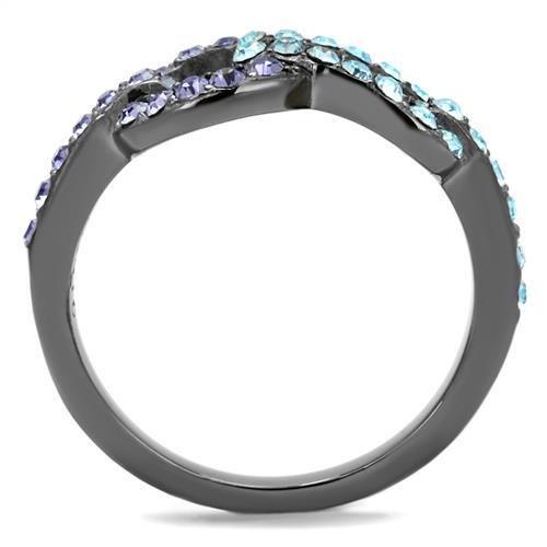 MATK2752 - IP Light Black  (IP Gun) Stainless Steel Ring with Top Grade Crystal  in Tanzanite
