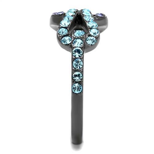 MATK2752 - IP Light Black  (IP Gun) Stainless Steel Ring with Top Grade Crystal  in Tanzanite