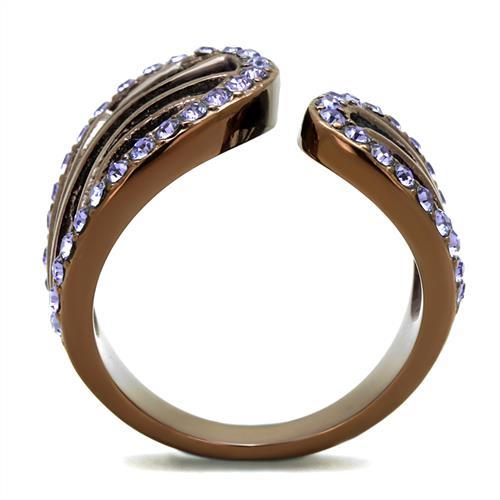 MATK2755 - IP Coffee light Stainless Steel Ring with Top Grade Crystal  in Tanzanite