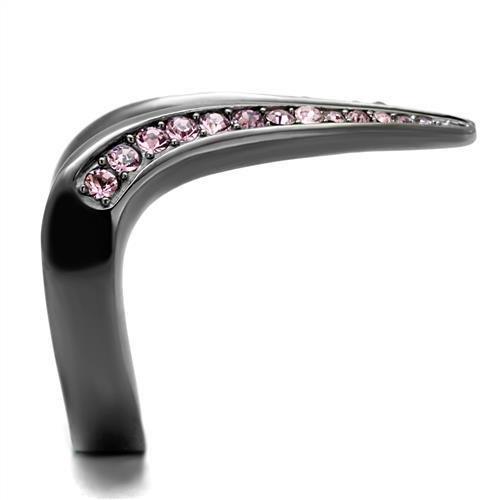 MATK2756 - IP Light Black  (IP Gun) Stainless Steel Ring with Top Grade Crystal  in Light Amethyst