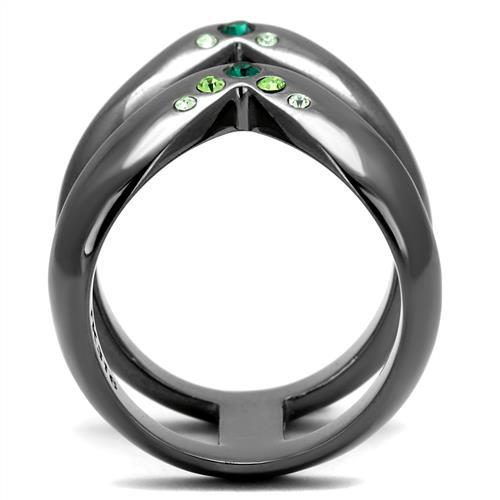 MATK2757 - IP Light Black  (IP Gun) Stainless Steel Ring with Top Grade Crystal  in Multi Color