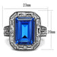 MATK2758 - IP Light Black  (IP Gun) Stainless Steel Ring with Top Grade Crystal  in Capri Blue