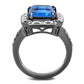 MATK2758 - IP Light Black  (IP Gun) Stainless Steel Ring with Top Grade Crystal  in Capri Blue