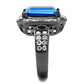 MATK2758 - IP Light Black  (IP Gun) Stainless Steel Ring with Top Grade Crystal  in Capri Blue