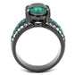 MATK2759 - IP Light Black  (IP Gun) Stainless Steel Ring with Top Grade Crystal  in Emerald