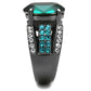 MATK2759 - IP Light Black  (IP Gun) Stainless Steel Ring with Top Grade Crystal  in Emerald