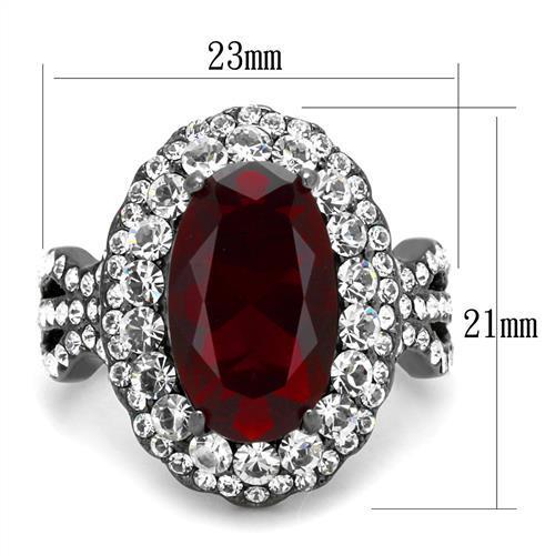 MATK2761 - IP Light Black  (IP Gun) Stainless Steel Ring with Synthetic Synthetic Glass in Siam