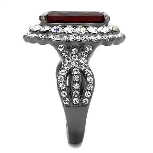 MATK2761 - IP Light Black  (IP Gun) Stainless Steel Ring with Synthetic Synthetic Glass in Siam