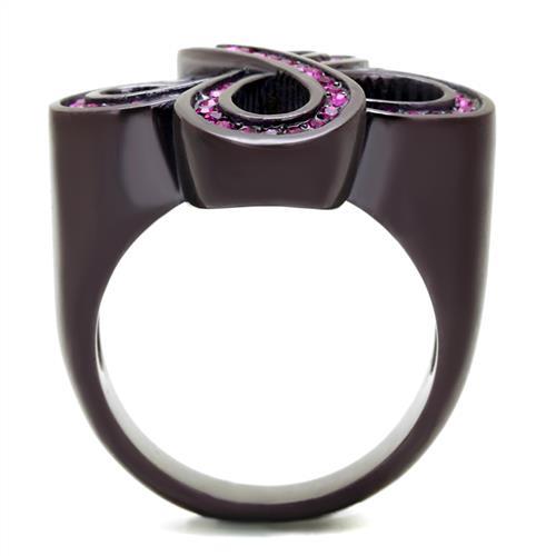 MATK2763 - IP Dark Brown (IP coffee) Stainless Steel Ring with Top Grade Crystal  in Fuchsia