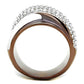 MATK2765 - Two Tone IP Light Brown (IP Light coffee) Stainless Steel Ring with Top Grade Crystal  in Clear