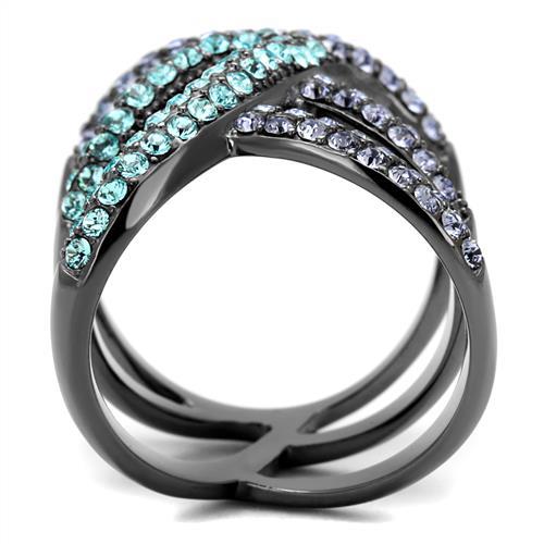 MATK2766 - IP Light Black  (IP Gun) Stainless Steel Ring with Top Grade Crystal  in Multi Color