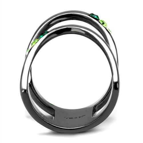 MATK2768 - IP Light Black  (IP Gun) Stainless Steel Ring with Top Grade Crystal  in Multi Color