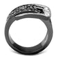 MATK2769 - Two-Tone IP Black Stainless Steel Ring with Top Grade Crystal  in Black Diamond