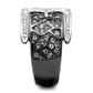 MATK2769 - Two-Tone IP Black Stainless Steel Ring with Top Grade Crystal  in Black Diamond