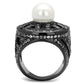 MATK2771 - IP Light Black  (IP Gun) Stainless Steel Ring with Synthetic Pearl in White