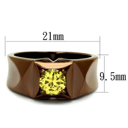 MATK2773 - IP Coffee light Stainless Steel Ring with AAA Grade CZ  in Topaz