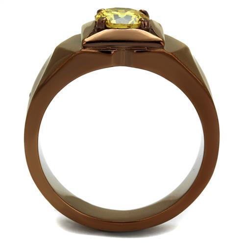 MATK2773 - IP Coffee light Stainless Steel Ring with AAA Grade CZ  in Topaz