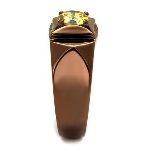 MATK2773 - IP Coffee light Stainless Steel Ring with AAA Grade CZ  in Topaz
