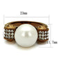 MATK2774 - IP Coffee light Stainless Steel Ring with Synthetic Pearl in White