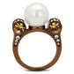 MATK2774 - IP Coffee light Stainless Steel Ring with Synthetic Pearl in White