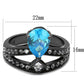 MATK2775 - IP Light Black  (IP Gun) Stainless Steel Ring with AAA Grade CZ  in Sea Blue