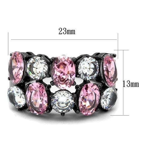 MATK2776 - IP Light Black  (IP Gun) Stainless Steel Ring with AAA Grade CZ  in Rose