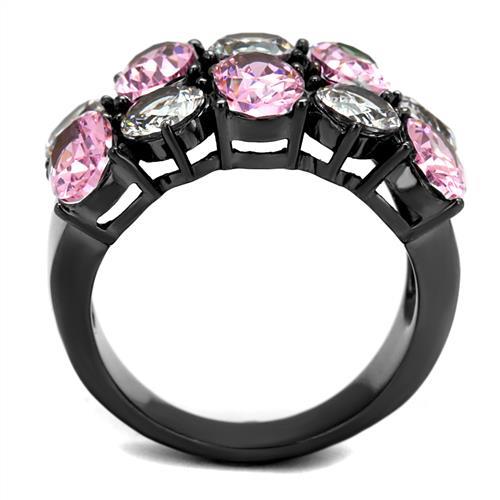 MATK2776 - IP Light Black  (IP Gun) Stainless Steel Ring with AAA Grade CZ  in Rose
