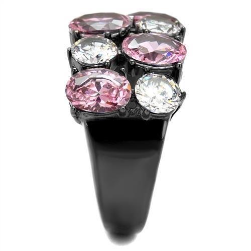 MATK2776 - IP Light Black  (IP Gun) Stainless Steel Ring with AAA Grade CZ  in Rose