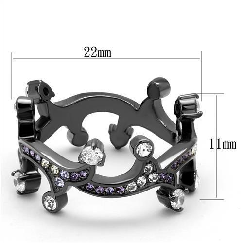 MATK2780 - IP Light Black  (IP Gun) Stainless Steel Ring with AAA Grade CZ  in Clear