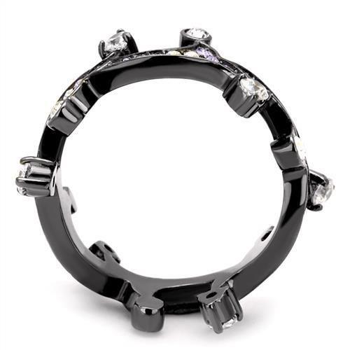 MATK2780 - IP Light Black  (IP Gun) Stainless Steel Ring with AAA Grade CZ  in Clear