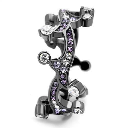 MATK2780 - IP Light Black  (IP Gun) Stainless Steel Ring with AAA Grade CZ  in Clear