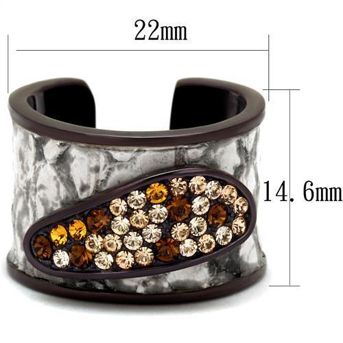 MATK2781 - IP Dark Brown (IP coffee) Stainless Steel Ring with Top Grade Crystal  in Multi Color
